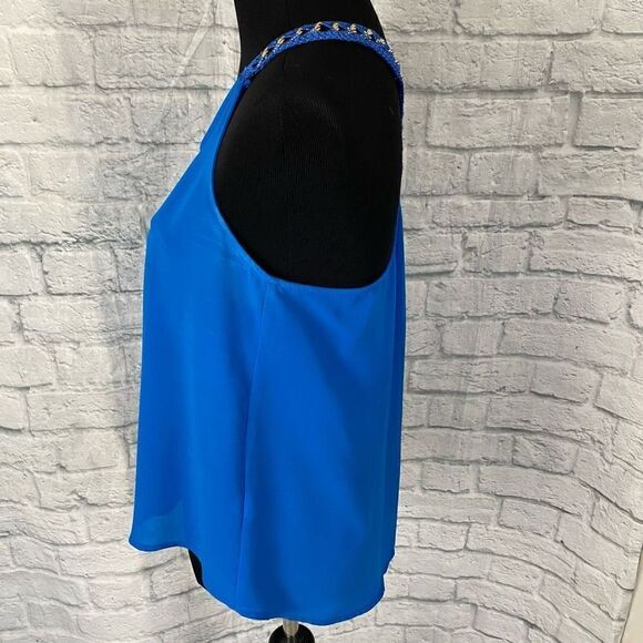 Mine Women S Loose Fit Tank Top Blouse W/crochet And Gold Metal Straps - Picture 6 of 14